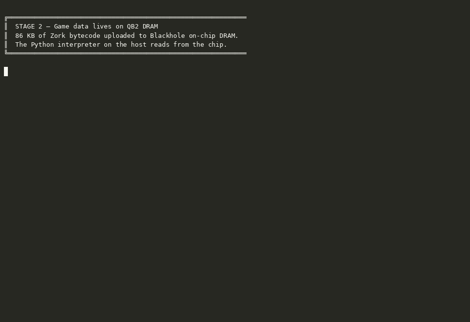 Stage 2 — game binary on Blackhole DRAM